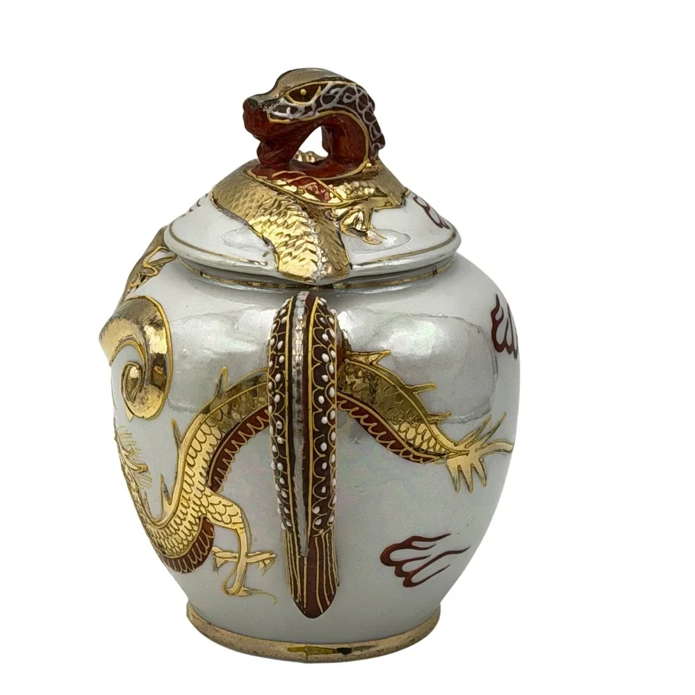 Vtg Gem China Japan Moriage Dragonware Teapot Sugar Bowl Dragon Head‎ Spout READ